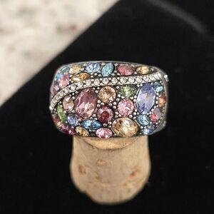 //SOLD//Brighton TRUST YOUR JOURNEY Pastel Crystals Silver Plated Ring Sz 9